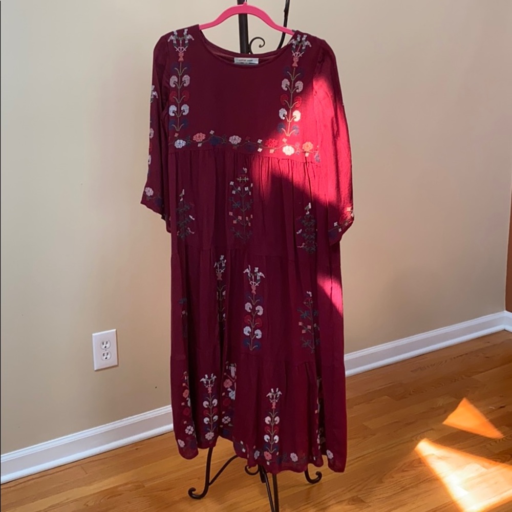 Embroidered Midi Dress